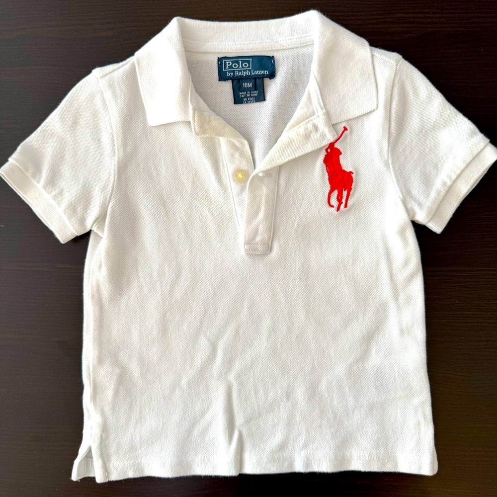 Ralph Lauren White Polo Shirt with Red Logo
